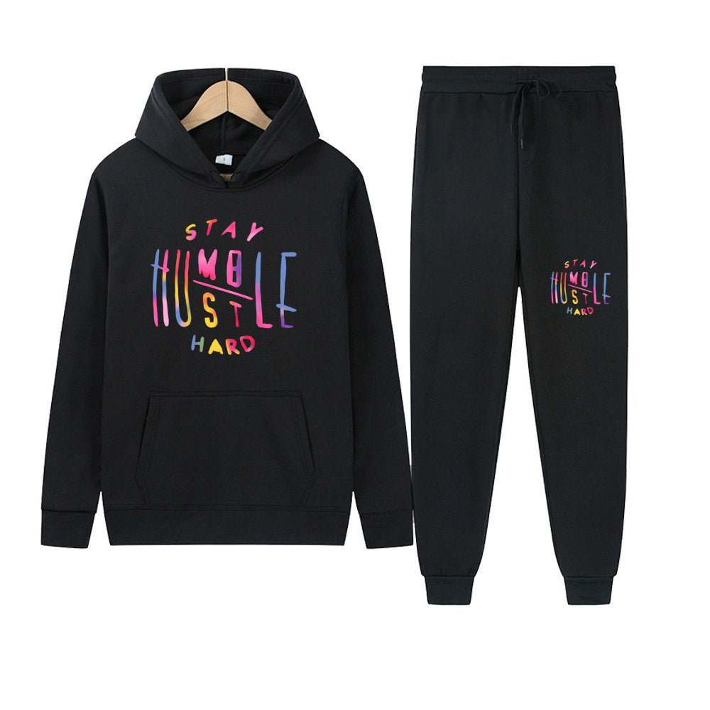 Damen Sportliches Hoodie- und Jogginghose-Set mit motivierendem Aufdruck Drune