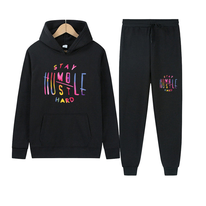 Damen Sportliches Hoodie- und Jogginghose-Set mit motivierendem Aufdruck Drune