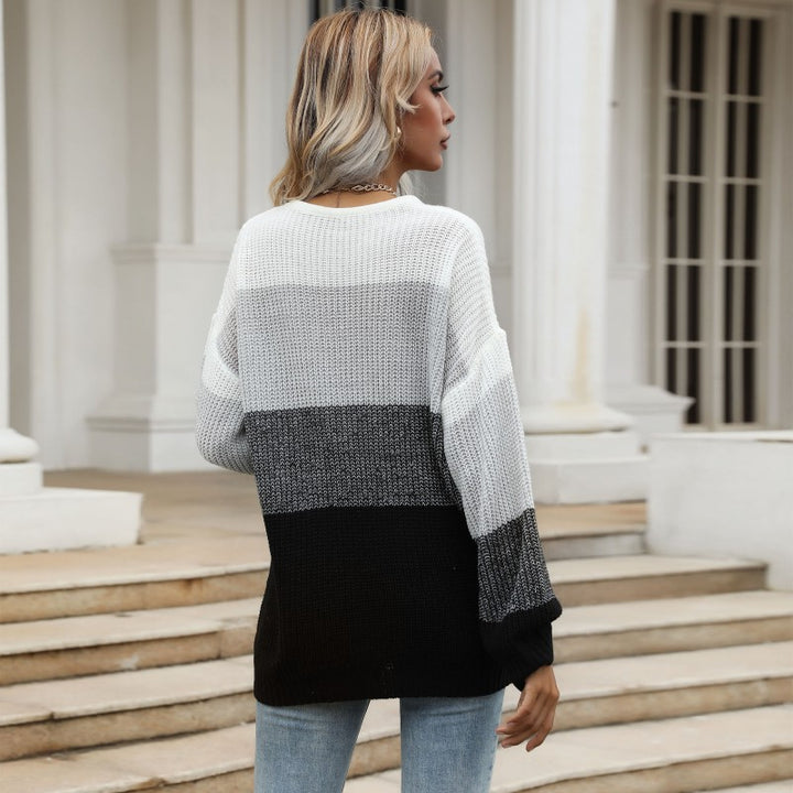 Damen lässiger Pullover mit gestreiftem Design und weitem Schnitt Drune