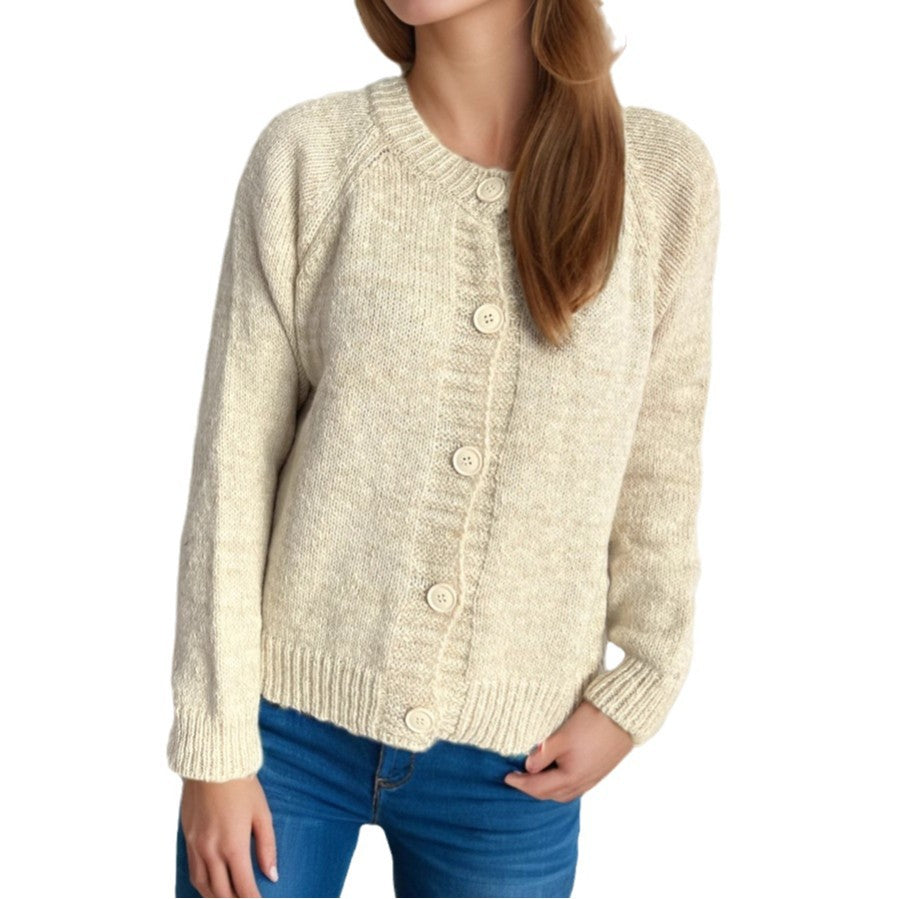 Damen kuschelige Strickjacke mit großen Knöpfen und feiner Textur Drune