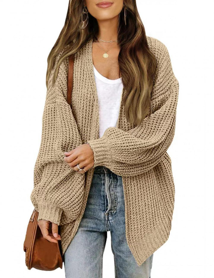 Damen lockerer Strickcardigan mit voluminösen Ärmeln und strukturiertem Design Drune