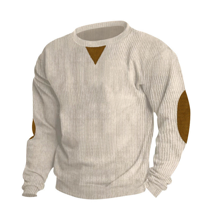 Herren Strickpullover mit einzigartigem strukturiertem Design und aufgesetzten Ellbogenpatches Drune