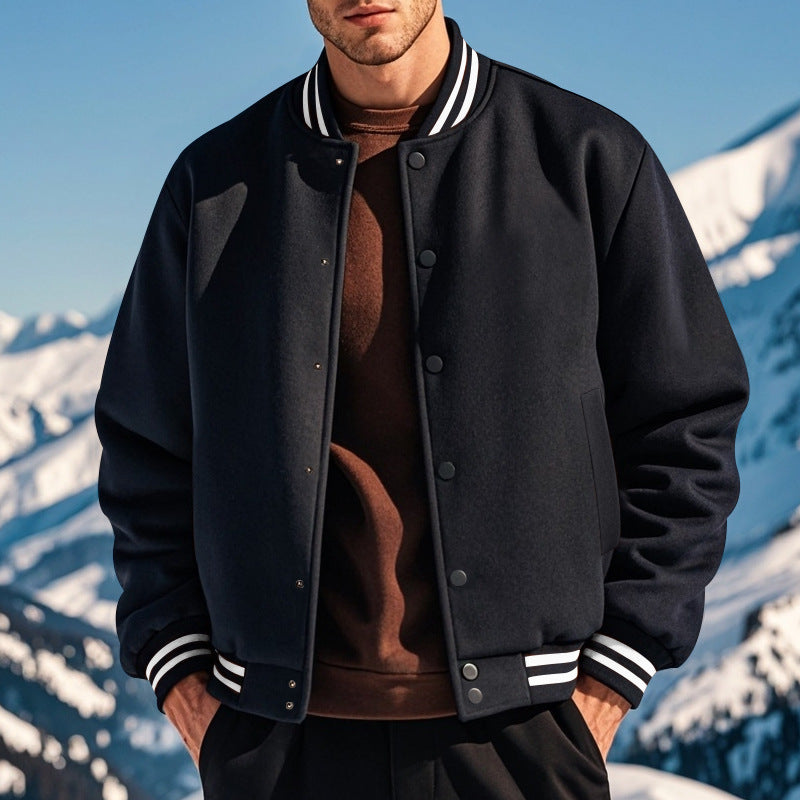Herren nan stylische College-Varistyjacke mit geripptem Kragen, elastischen Bündchen und wärmender Thermowattierung Drune