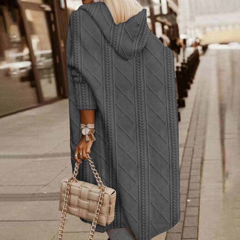 Drune | Langer Strickcardigan mit Kapuze Acryl Bequem, Stilvoll