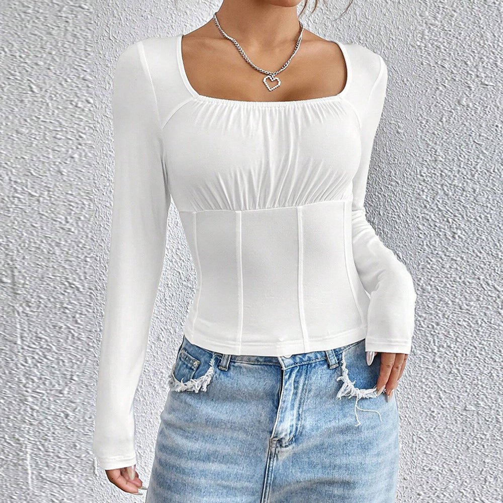 Damen Langarmshirt mit quadratischem Ausschnitt und figurschmeichelndem Design Drune