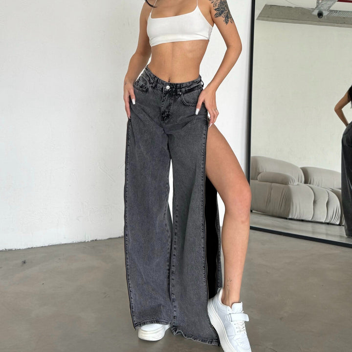 Damen lässige High-Waist Jeans im Vintage-Stil Drune
