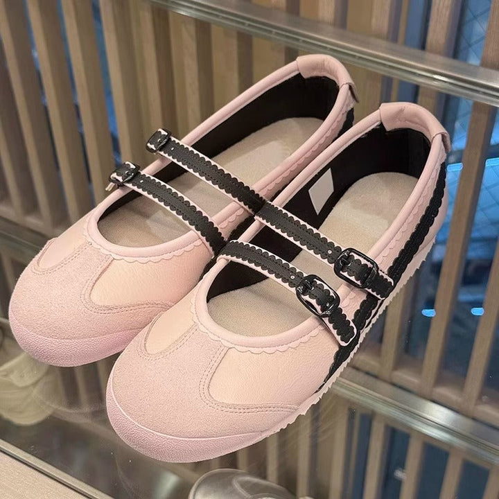 Damen Ballerinas mit verspieltem Riemendesign und hochwertiger Lederoberfläche Drune