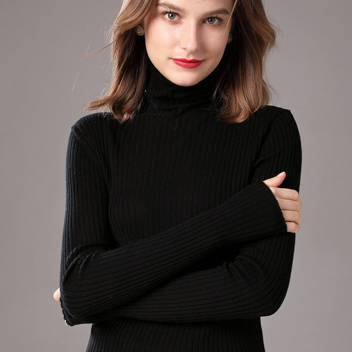 Damen Rollkragenpullover mit feiner Rippstruktur und figurbetonter Passform Drune