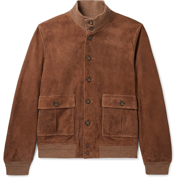 Herren Wildlederjacke mit praktischen Taschen und modernem Kragen Drune