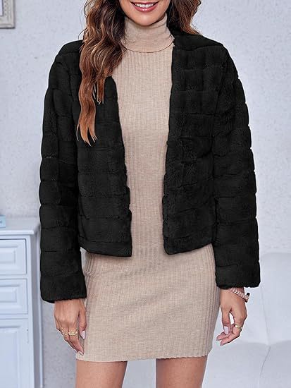 Damen Kuschelige Kurzjacke mit strukturiertem Design und weichem Innenfutter Drune