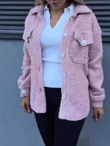Damen lässige Fleecejacke mit praktischen Taschen und Knopfdetails Drune