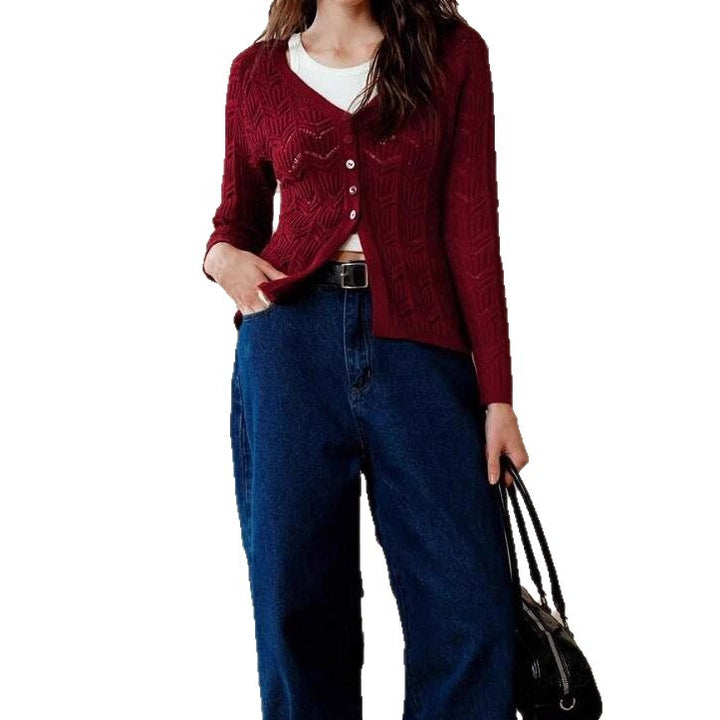 Damen Strickjacke mit V-Ausschnitt und strukturiertem Design Drune