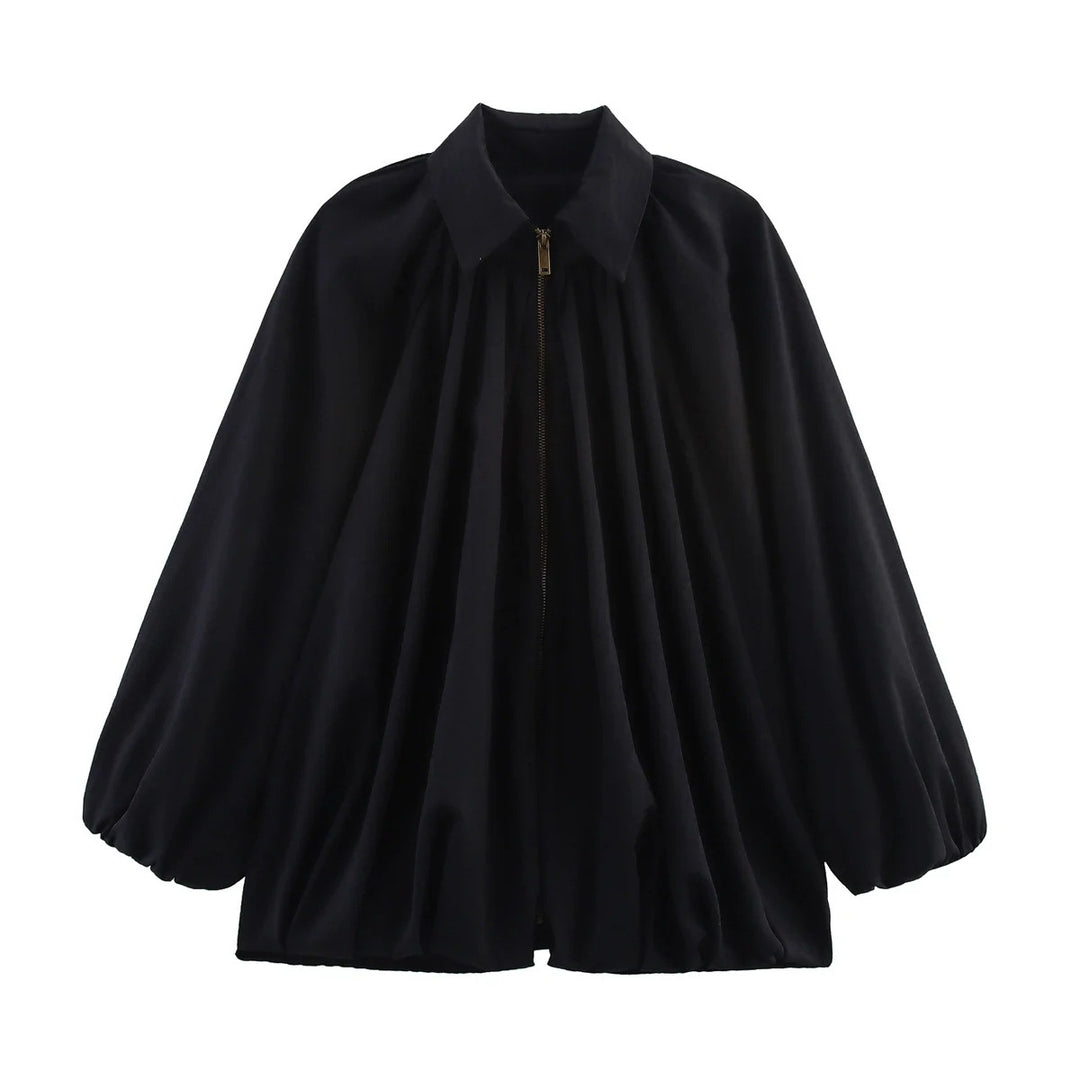 Damen modische Bluse mit voluminösen Ärmeln und eleganten Falten Drune