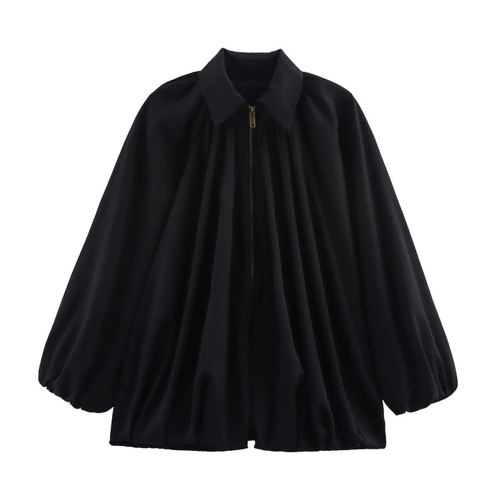 Damen modische Bluse mit voluminösen Ärmeln und eleganten Falten Drune