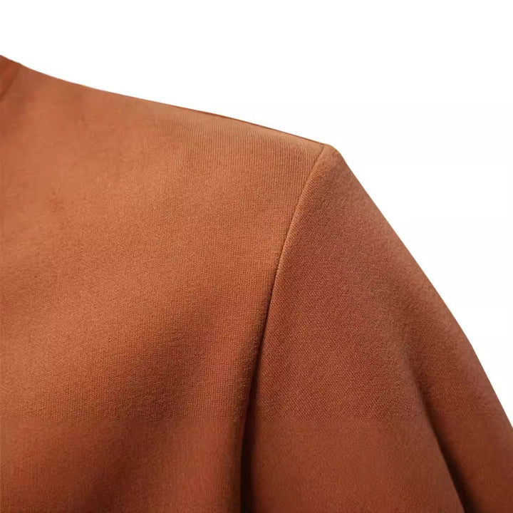 Herren nan Halbzip-Pullover mit Stehkragen, gestreiftem Krageninnenband und Kontrastärmeln Drune