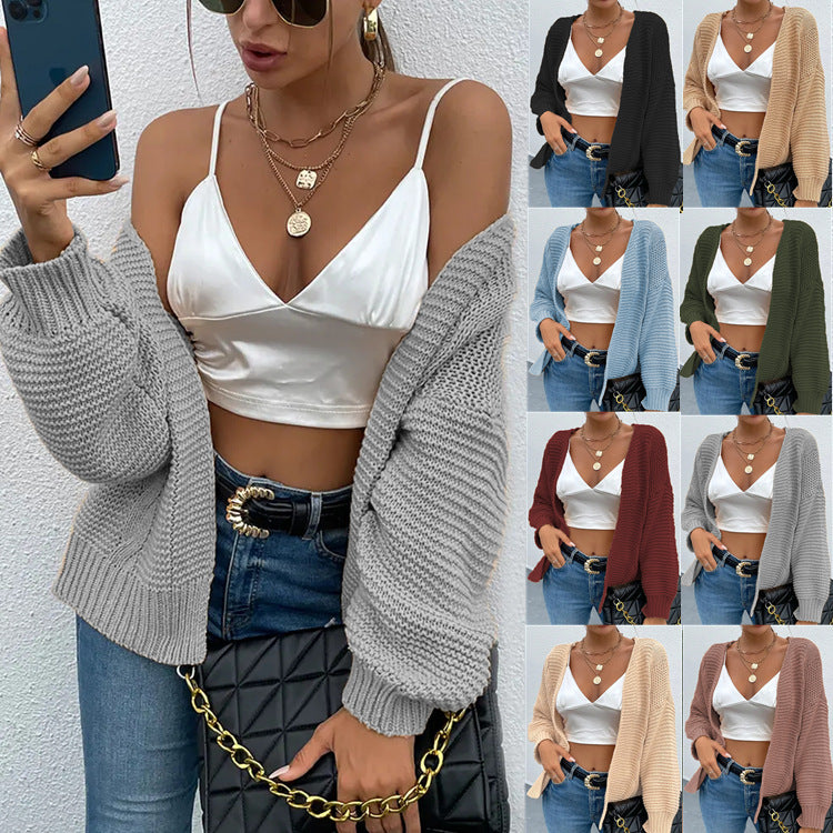 Damen Strickjacke mit voluminösen Ärmel und stylischem Rippenmuster Drune