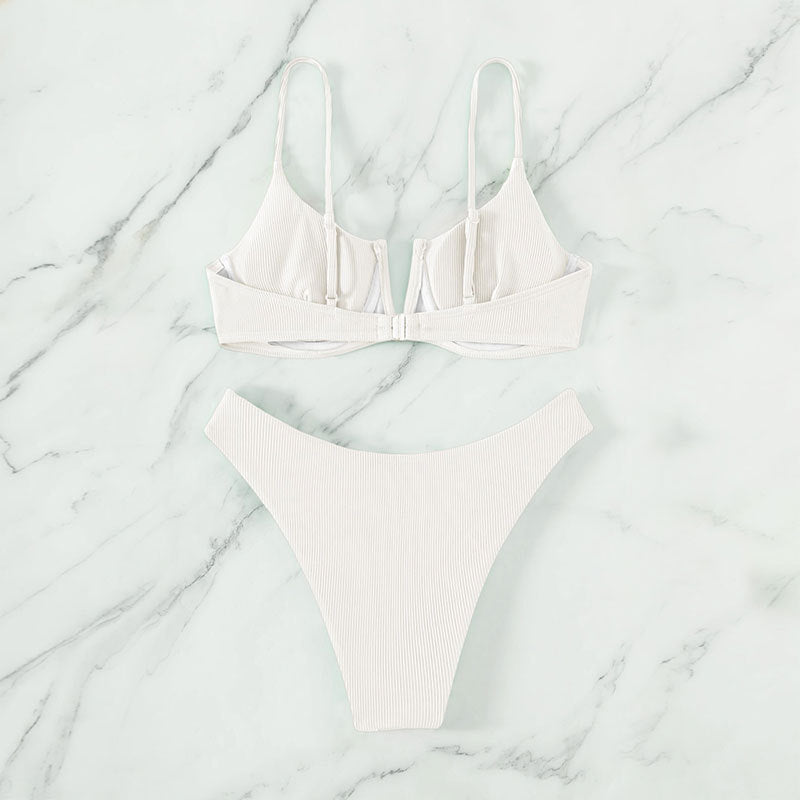 Damen Triangel-Bikini mit modischem Farbblock-Design und verstellbaren Trägern Drune