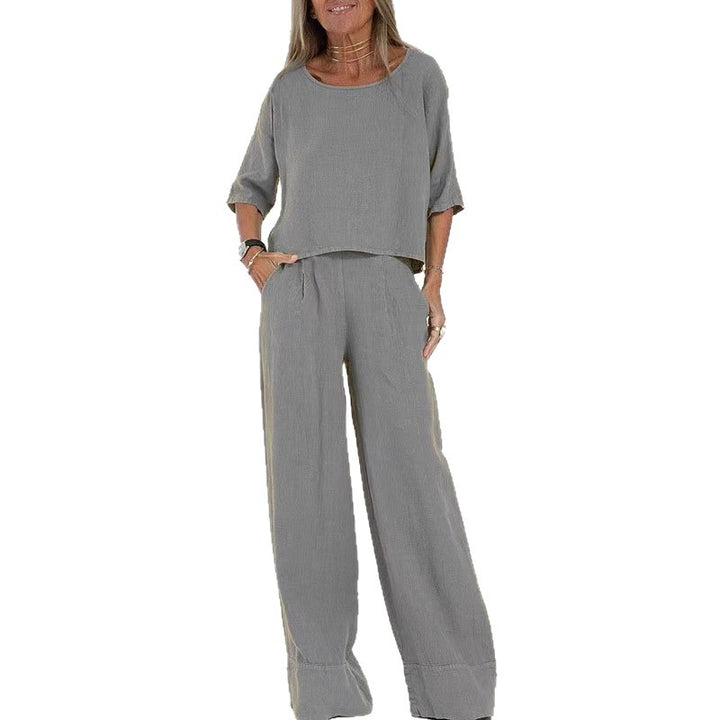 Damen stilvolles Hosenanzug-Set aus Leinen Drune