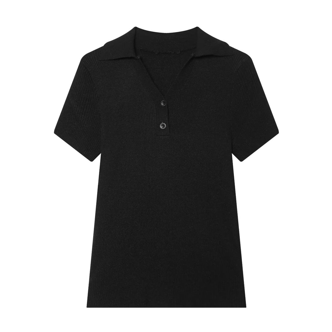 Damen kurzärmliges Poloshirt aus weichem Strickstoff Drune