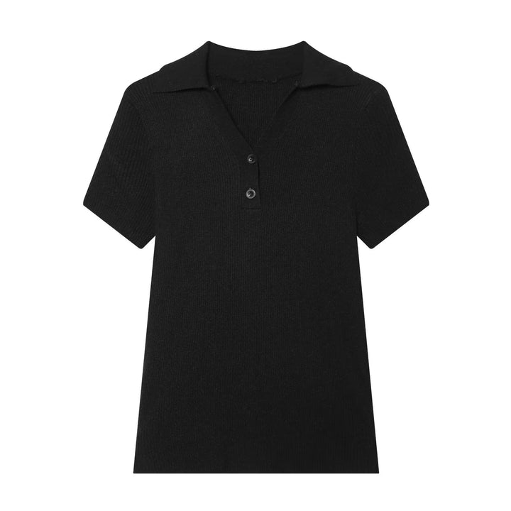 Damen kurzärmliges Poloshirt aus weichem Strickstoff Drune