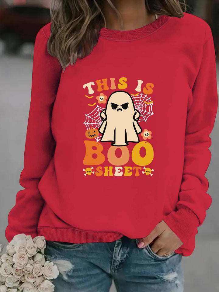 Damen Sweatshirt mit herbstlichem Geist-Print und lässigem Schnitt Drune