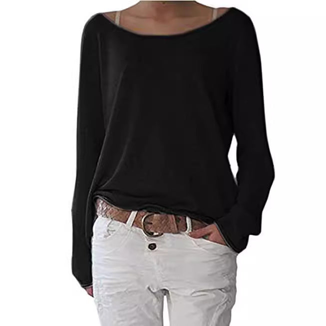 Damen lässiger und leichter Pullover mit weit ausgeschnittenem Halsausschnitt Drune