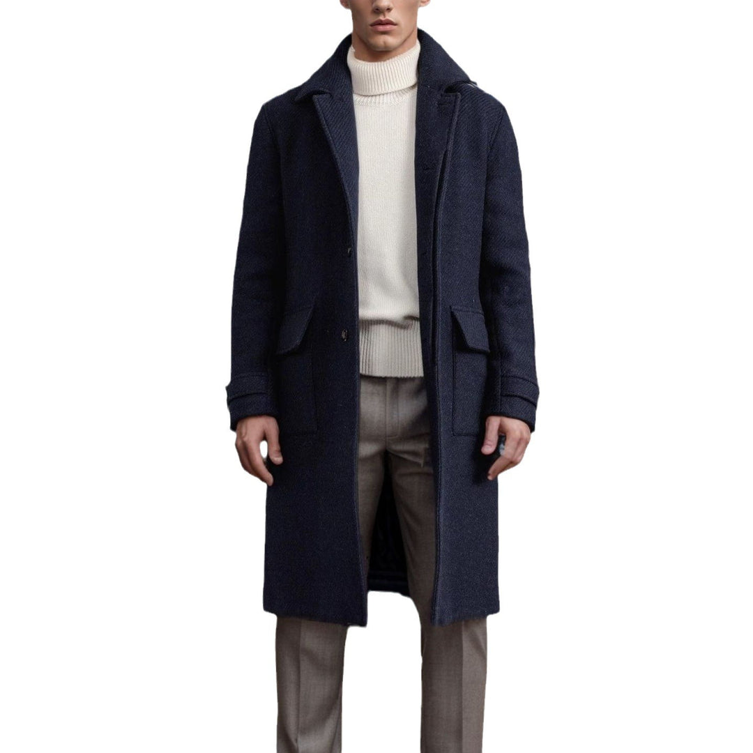 Herren eleganter Wool Peacoat Drune