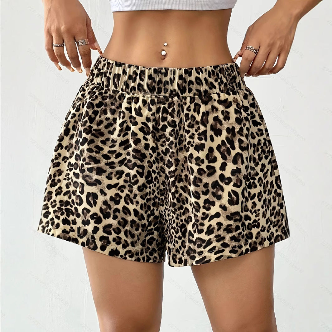 Damen Lockere Leoprint-Strandshorts Drune