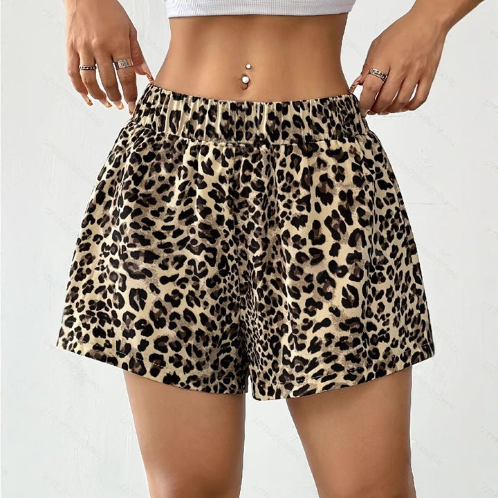 Damen Lockere Leoprint-Strandshorts Drune
