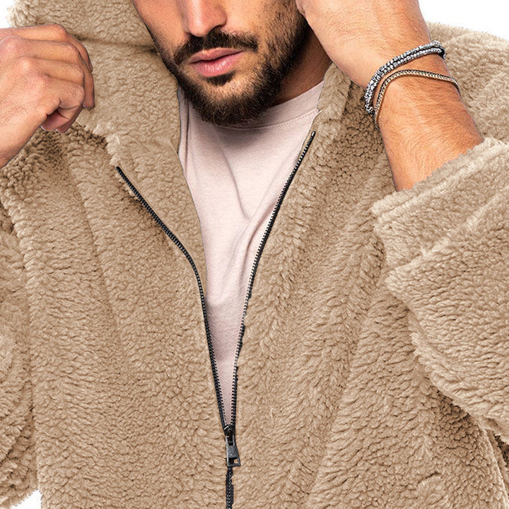 Herren Fleecejacke mit weichem Innenfutter und Kapuze Drune