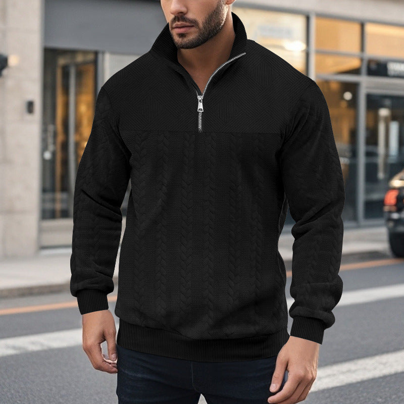 Herren Pullover mit strukturierter Optik und hohem Kragen Drune