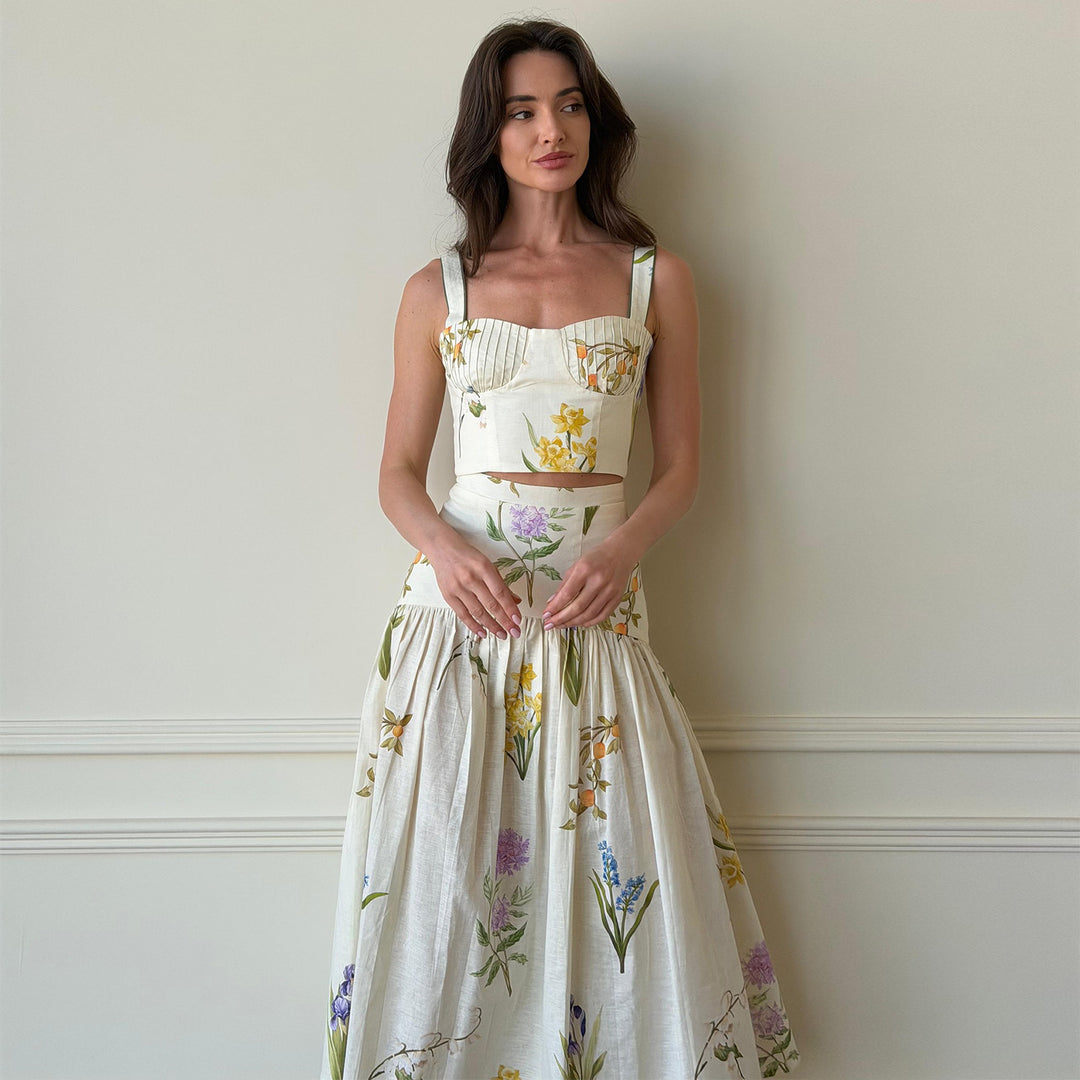 Damen Zweiteiliges Set mit floralen Details und raffiniertem Schnitt Drune