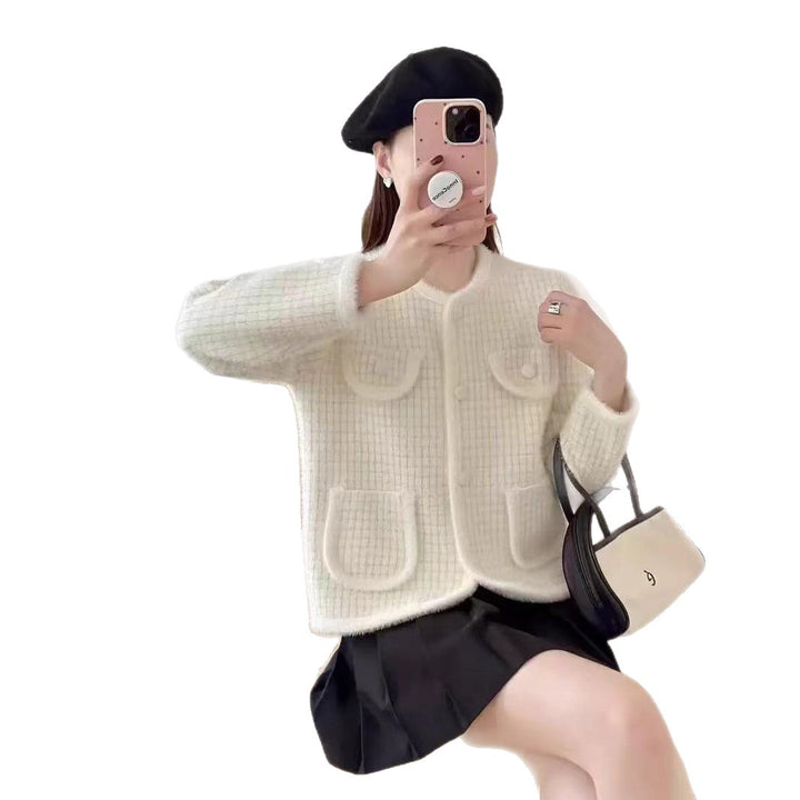 Damen Modische Strickjacke mit aufgesetzten Taschen und klassischem Schnitt Drune
