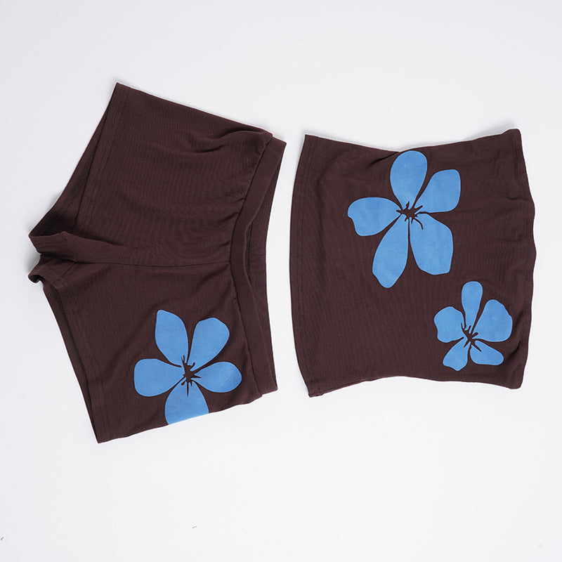 Damen bequeme Shorty-Set mit floralem Print Drune