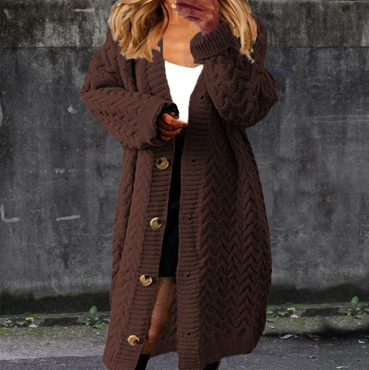 Damen Grobstrick-Cardigan mit eleganten Knopfdetails und strukturiertem Design Drune