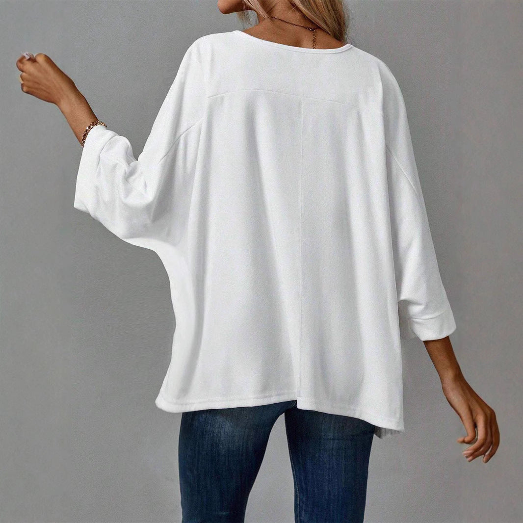 Damen lässiges Oversized T-Shirt mit weitem Schnitt und stylischem Rundhalsausschnitt Drune