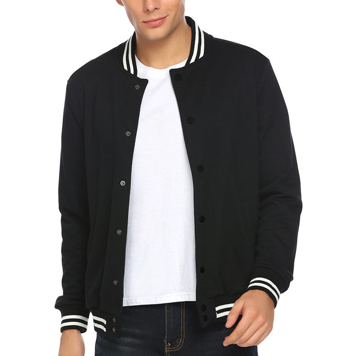 Herren nan College-Bomberjacke im Varsity-Stil mit Druckknopfleiste und gerippten Bündchen Drune