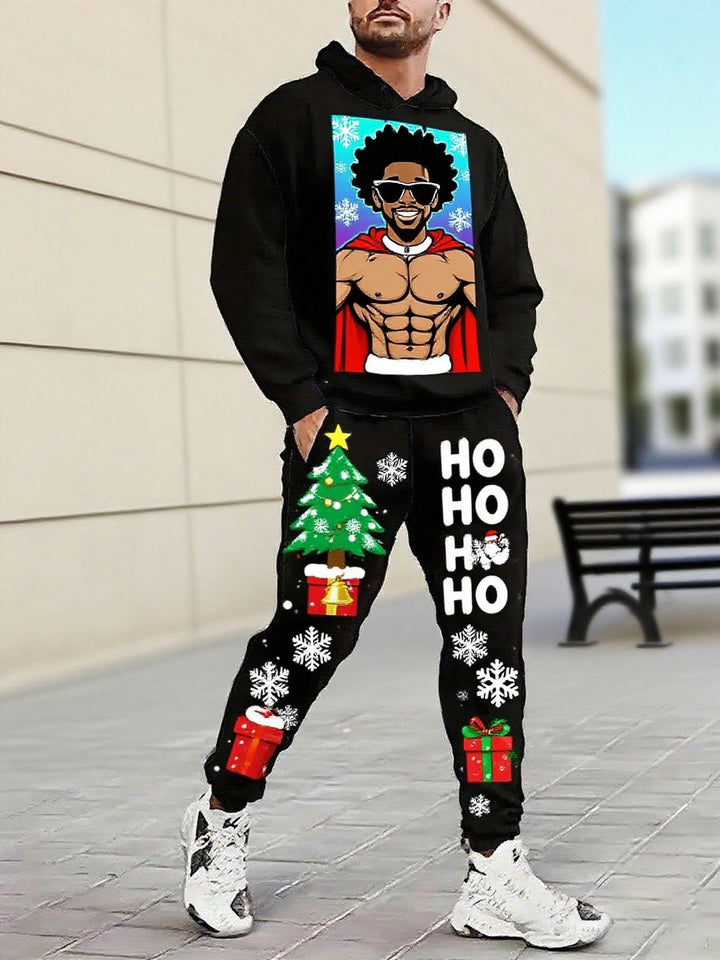 Herren Weihnachtsmotiviere Kapuzenpullover und Jogginghose Set Drune