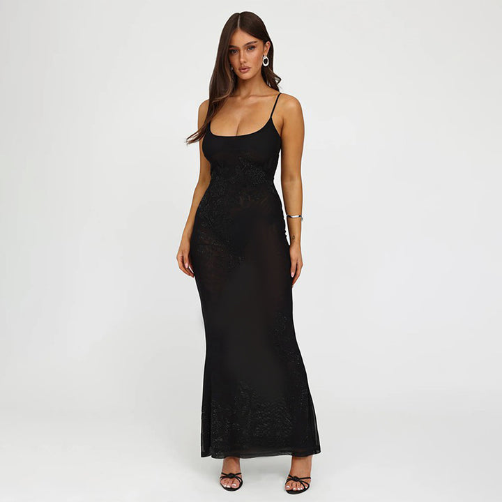 Damen Figurbetontes Abendkleid mit verführerischen Spaghettiträgern Drune
