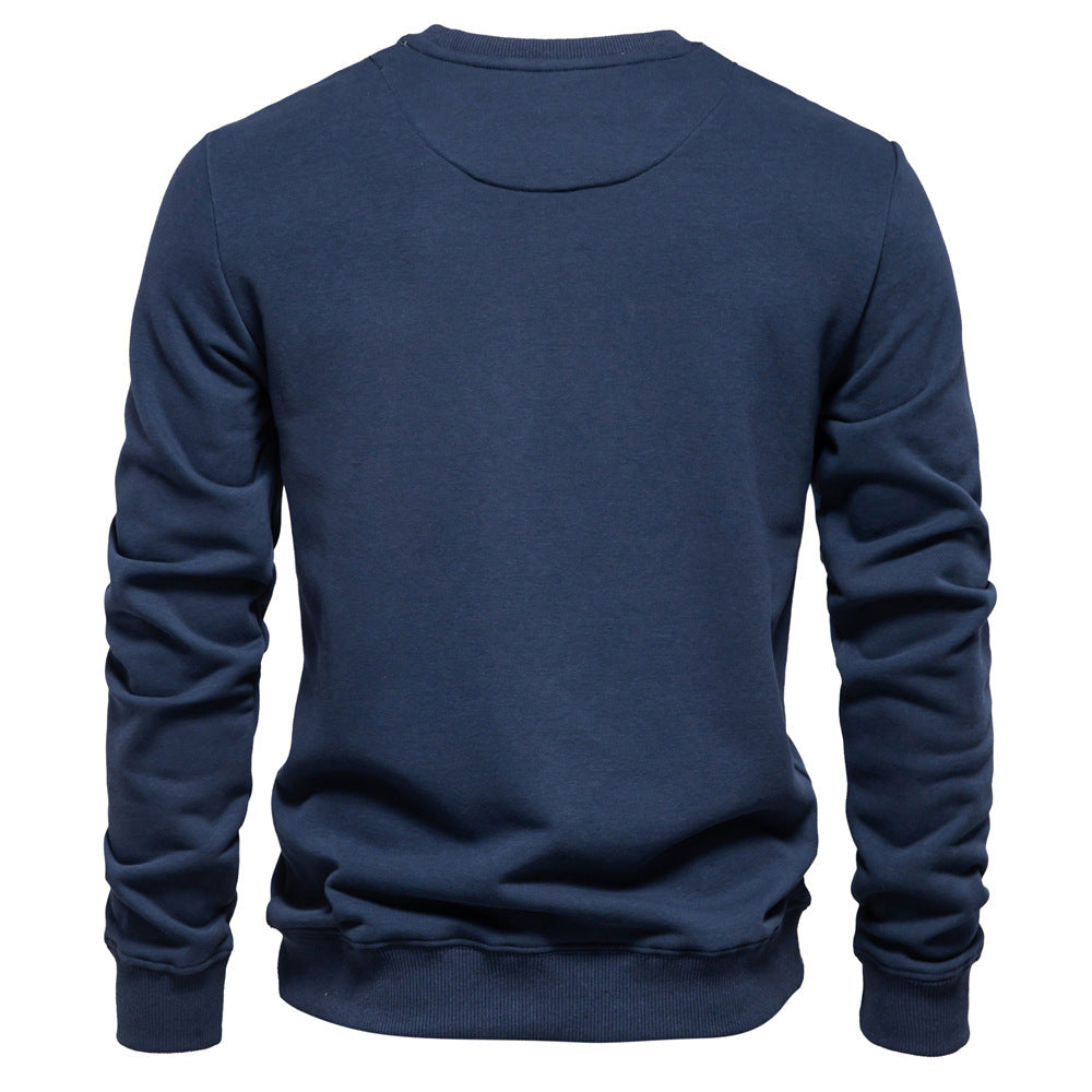 Herren nan klassisches Rundhals-Sweatshirt aus schwerer Baumwollmischung mit angerauter Innenseite und gerippten Bündchen Drune