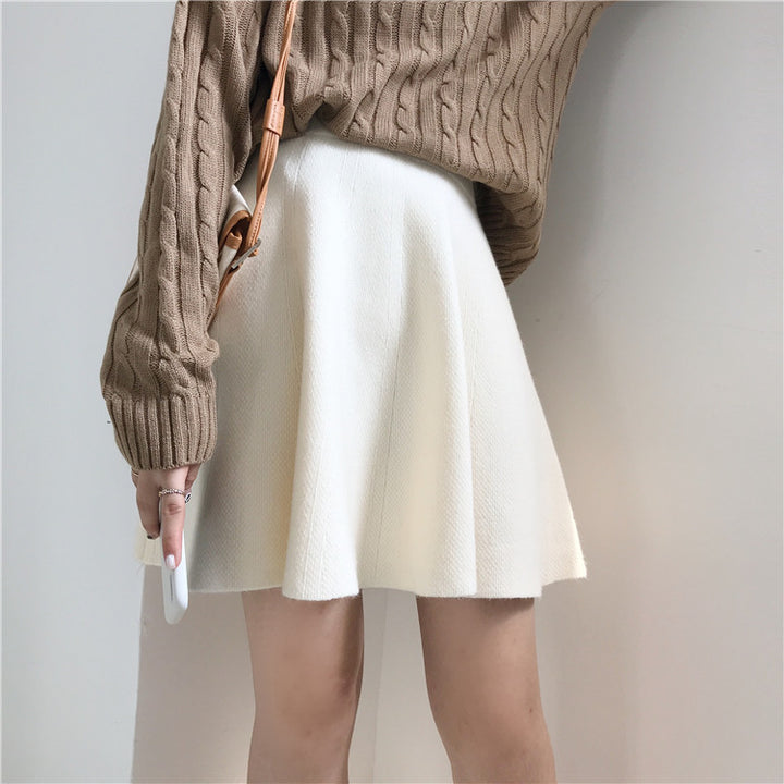 Damen Eleganter und lockerer Strickrock mit weitem Schnitt Drune
