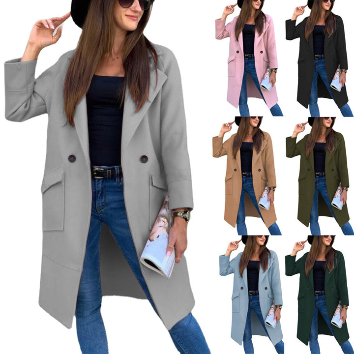 Damen eleganter Trenchcoat mit doppelter Knopfleiste und praktischen Taschen Drune