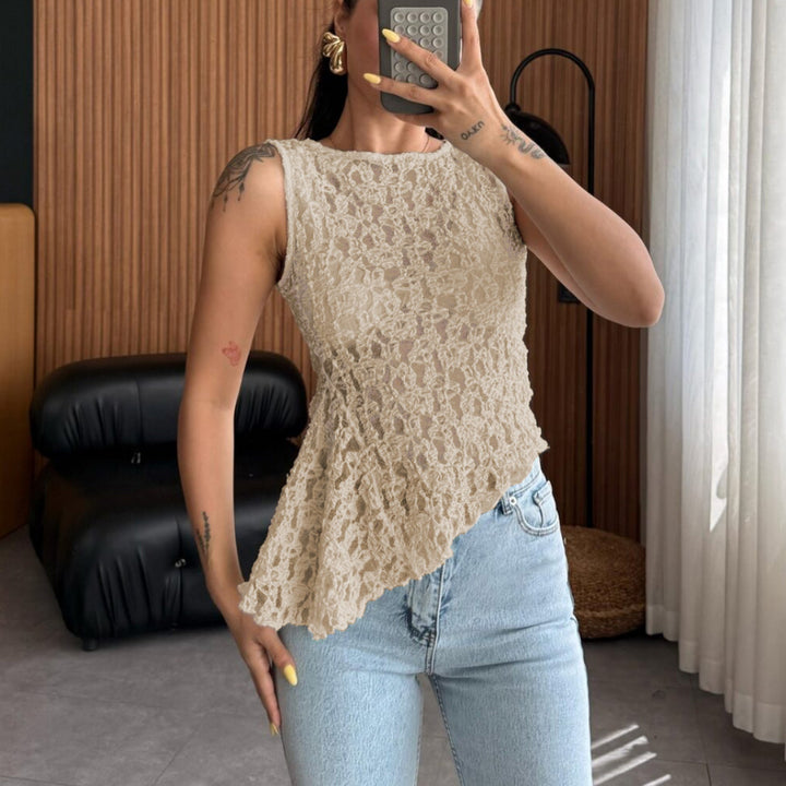 Damen Spitzenoberteil mit femininem Schnitt und floralen Details Drune