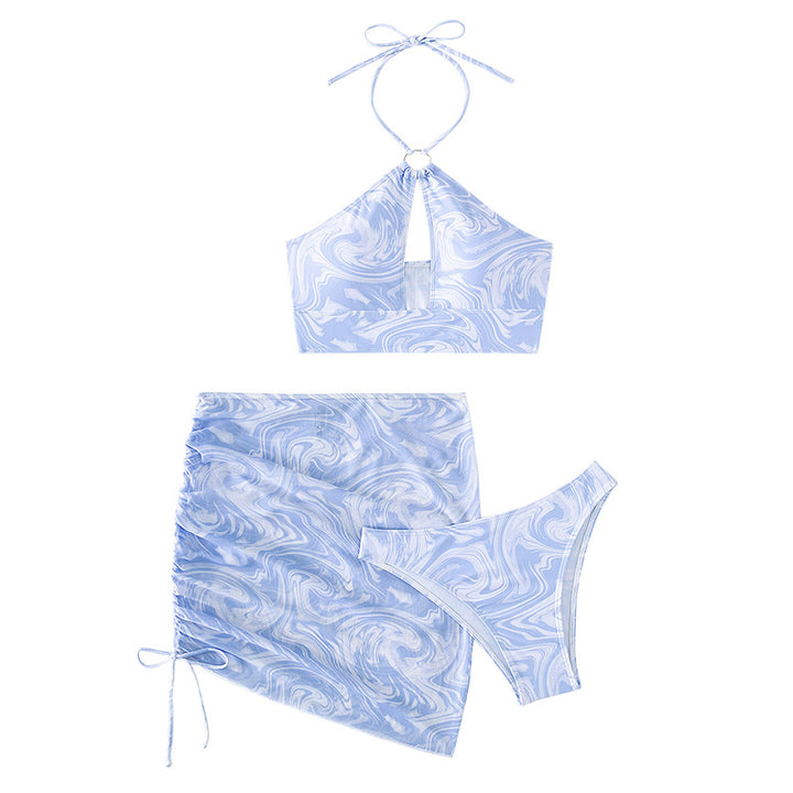 Damen Crop-Bikini-Set mit verspieltem Marmor-Design Drune