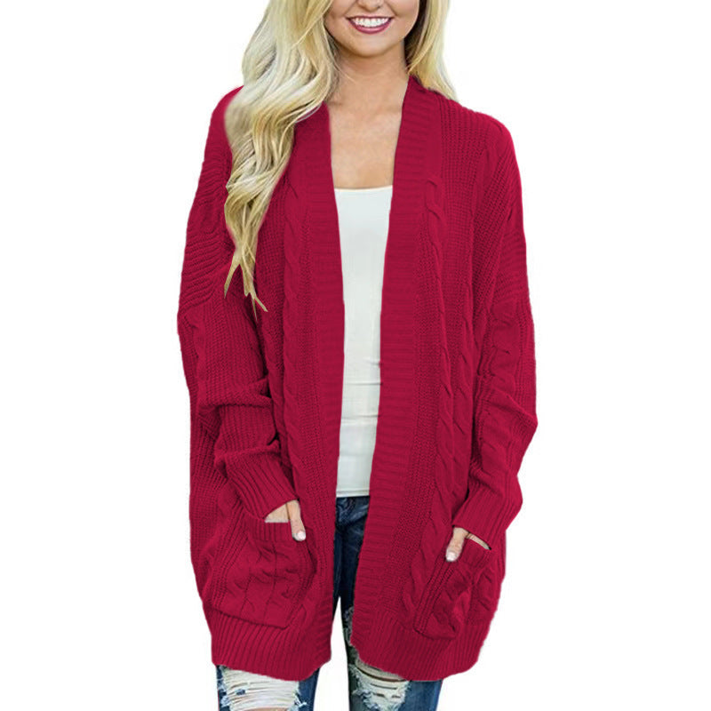 Damen Grobstrick Cardigan mit tiefen Taschen und eleganter Struktur Drune