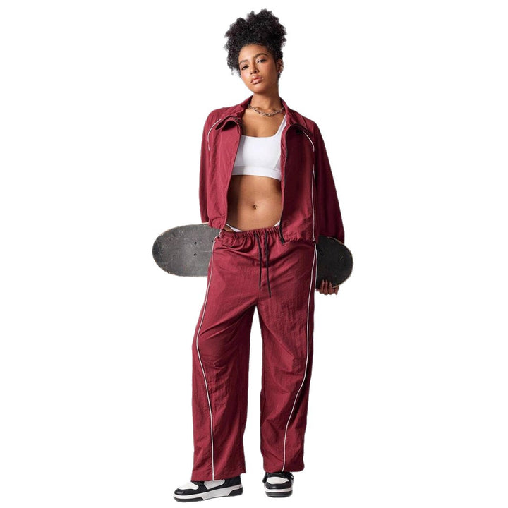 Damen sportliche Oberteil mit hohem Kragen und elastischen Details Drune