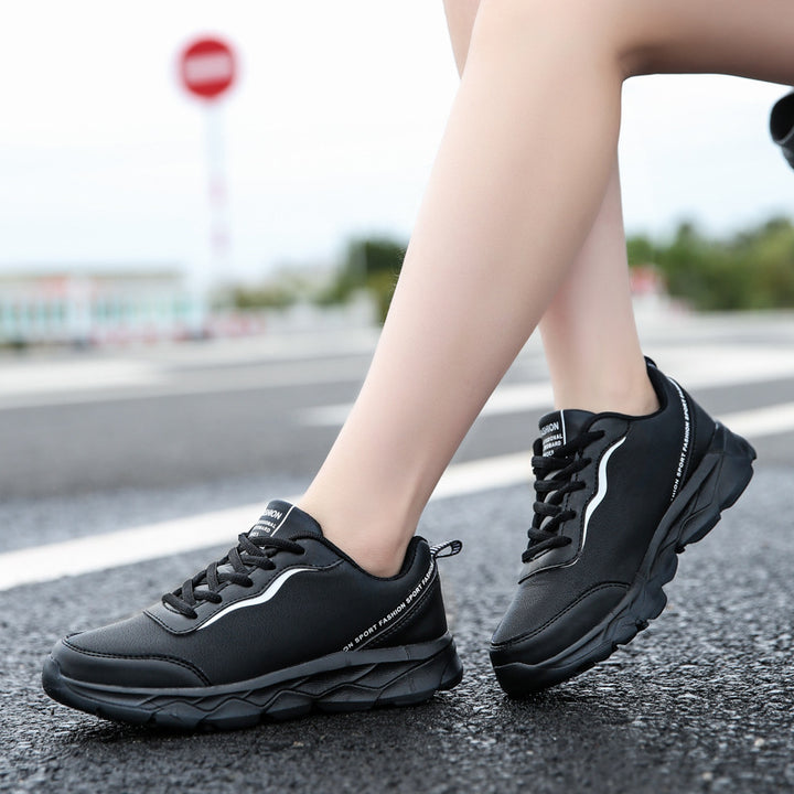Damen nan urbaner Kunstleder-Sneaker mit gepolstertem Fersenkragen, stoßdämpfender Leichtsohle und Fersenlasche Drune