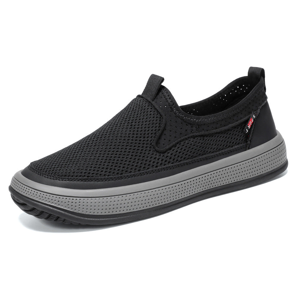 Herren nan atmungsaktiver Slip-On Mesh-Sneaker mit elastischem Einstieg und stoßdämpfender EVA-Plateausohle Drune