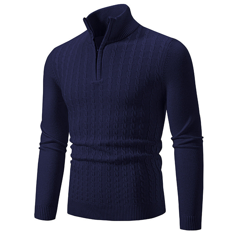 Herren eleganter Strickpullover mit hochabschließendem Reißverschluss Drune