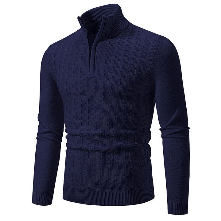 Herren eleganter Strickpullover mit hochabschließendem Reißverschluss Drune